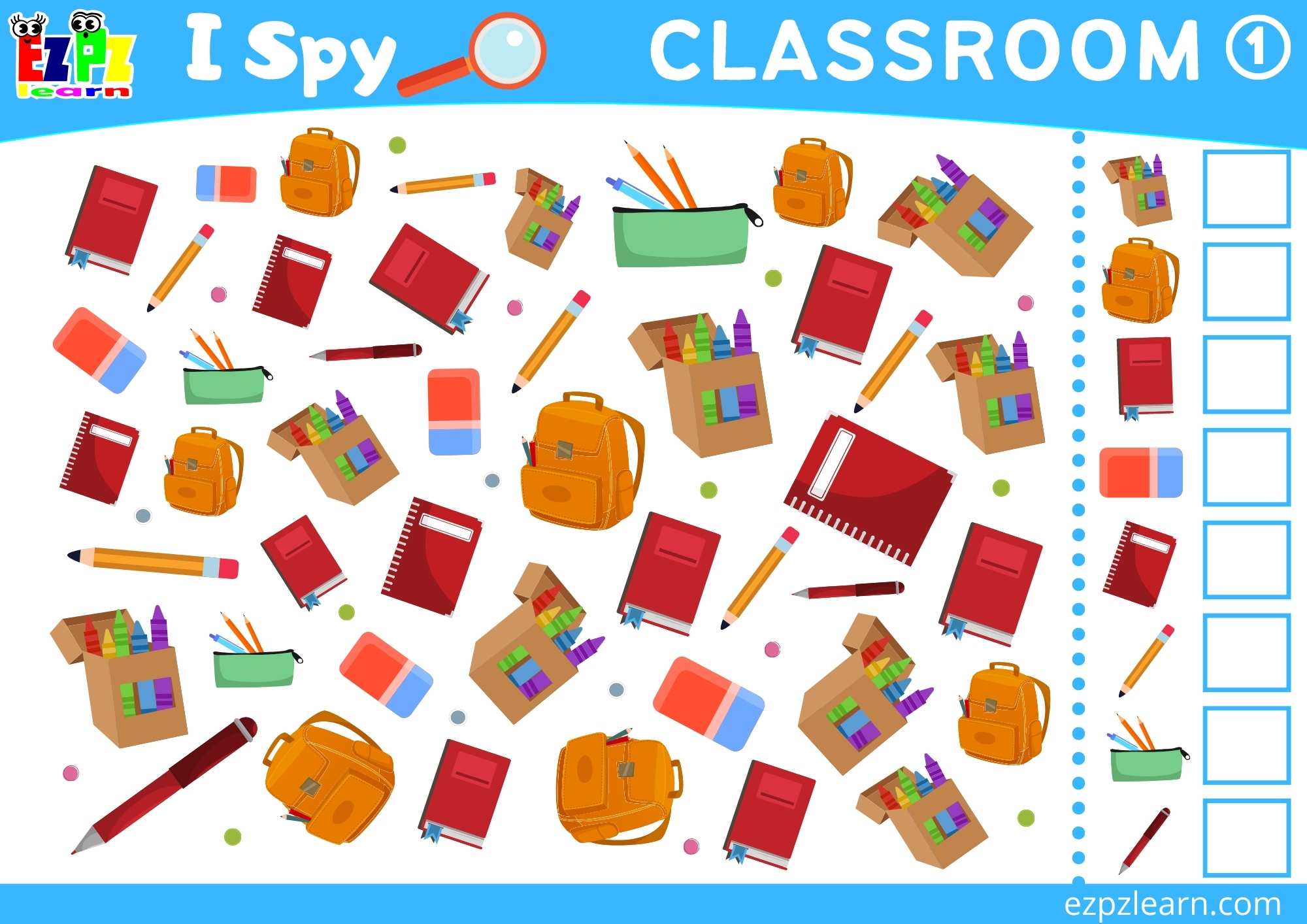 Classroom 1 Topic I Spy Game for kids Free PDF Download 